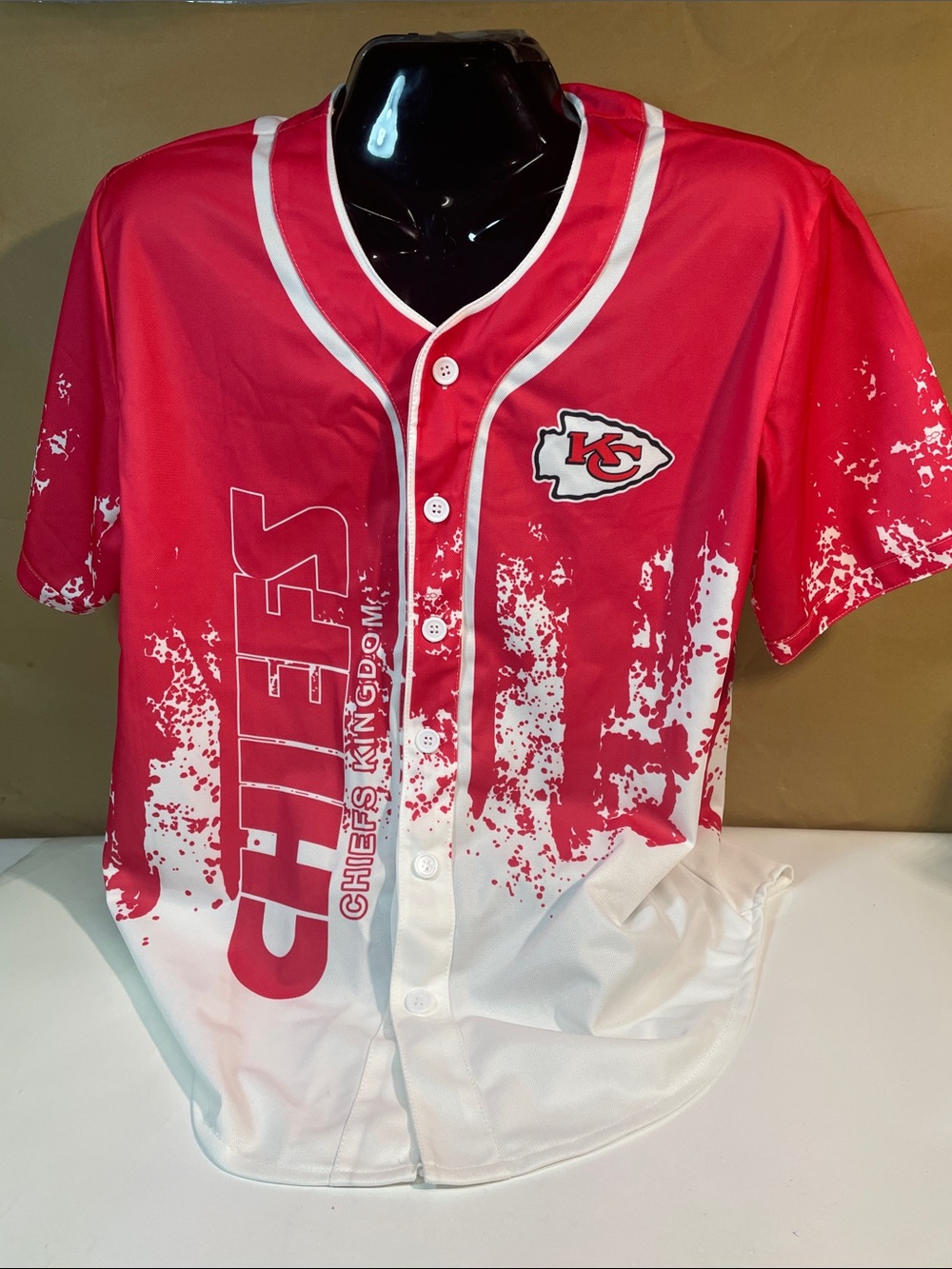 Red and White Baseball-Style Jersey